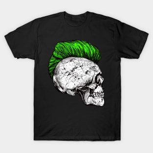 Skeleton skull with iro hairstyle in green T-Shirt